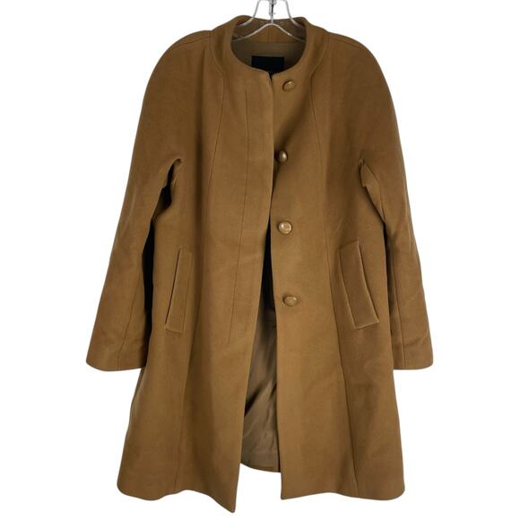 Talbots Wool Cashmere Blend Hidden Button Car Coat Dark Camel Size 14P - Picture 1 of 10